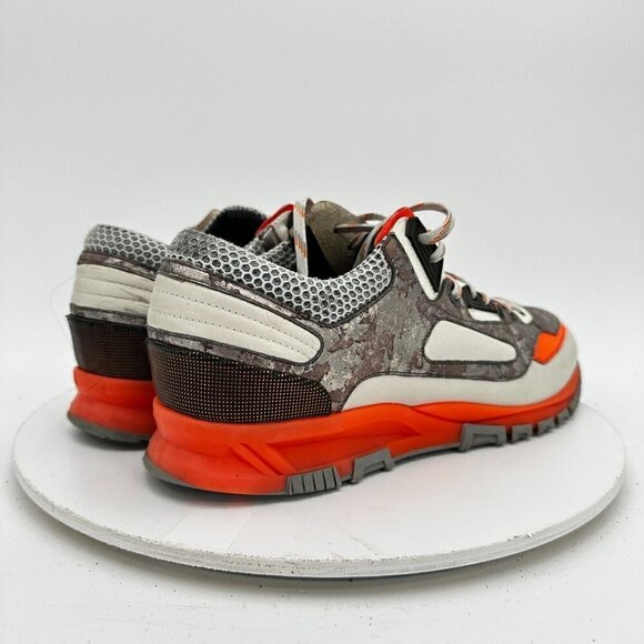 Lanvin Men Size 8 Silver Metallic White Orange Mesh Low Trainer Running Shoes - Picture 5 of 14